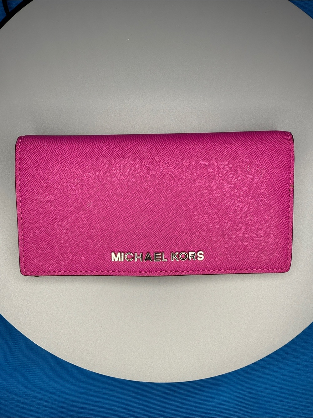 MICHAEL KORS FUCHSIA PINK JET SET TRAVEL FLAT SLIM BIFOLD LEATHER WALLET